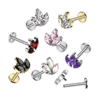 Sparkle Leaf Titanium Flatback Stud