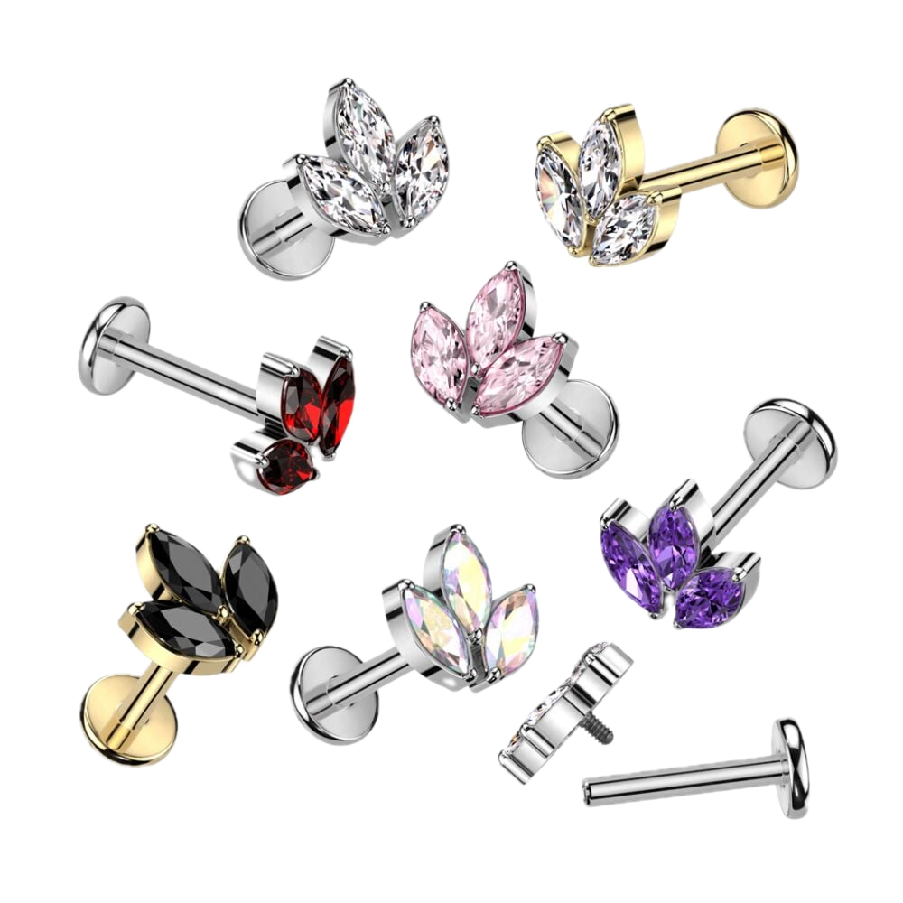 Sparkle Leaf Titanium Flatback Stud