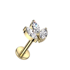 Sparkle Leaf Titanium Flatback Stud