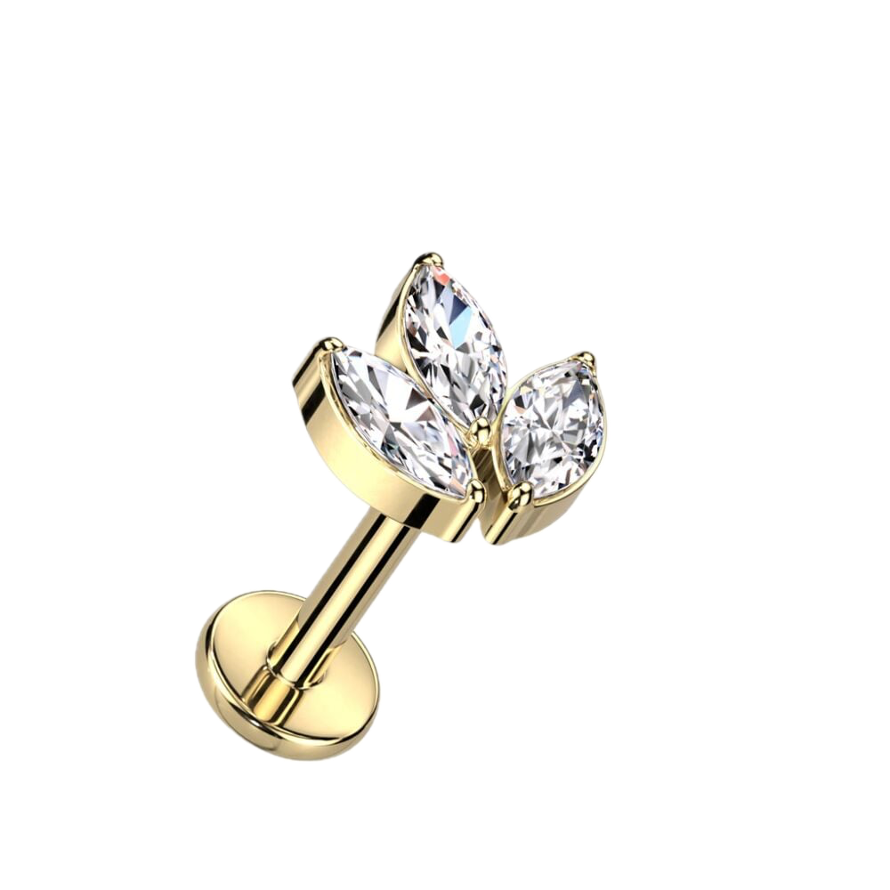 Sparkle Leaf Titanium Flatback Stud
