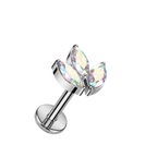 Sparkle Leaf Titanium Flatback Stud