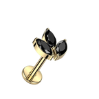 Sparkle Leaf Titanium Flatback Stud