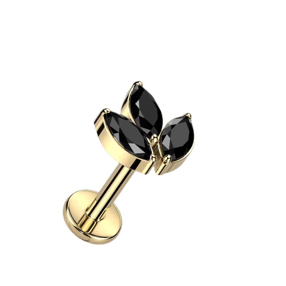 Sparkle Leaf Titanium Flatback Stud