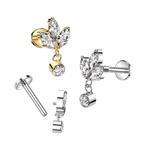 Sparkle Drop Titanium Flatback Stud