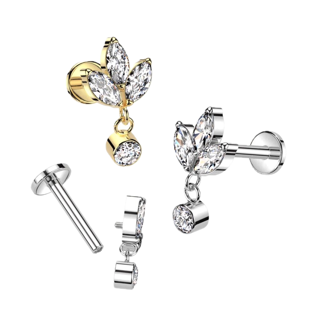 Sparkle Drop Titanium Flatback Stud