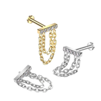 Twin Chain Titanium Flatback Stud