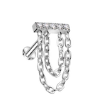 Twin Chain Titanium Flatback Stud