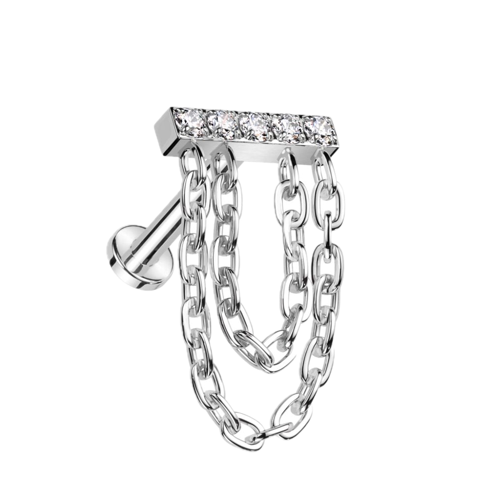 Twin Chain Titanium Flatback Stud