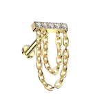 Twin Chain Titanium Flatback Stud