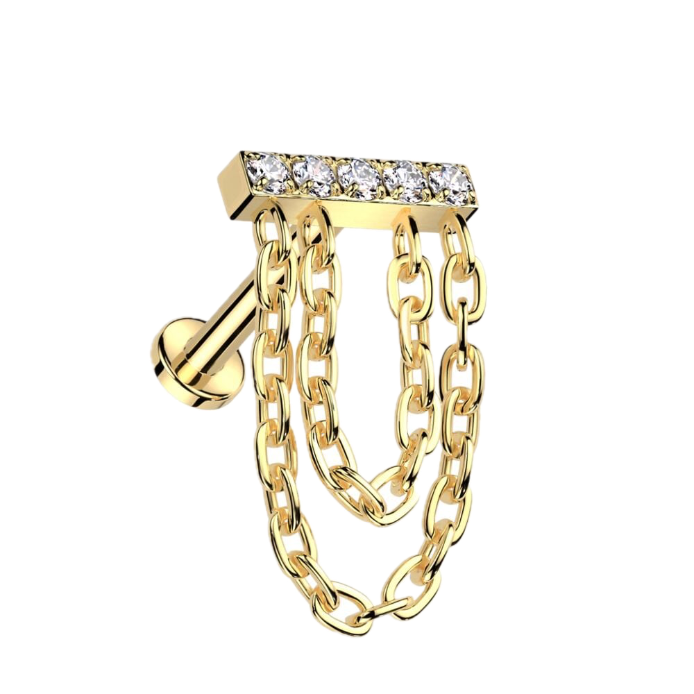 Twin Chain Titanium Flatback Stud